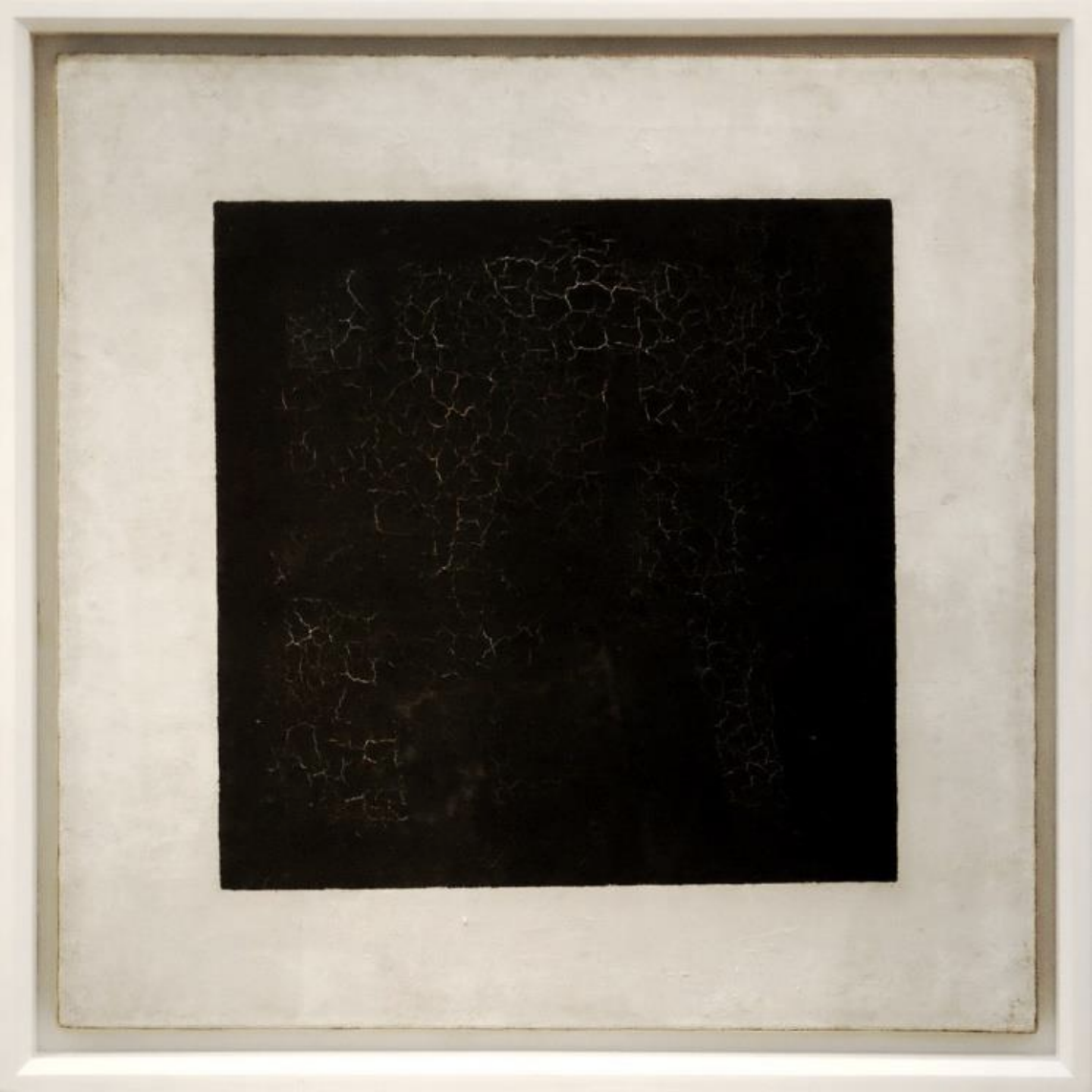 Schwarzes Quadrat auf weißem Hintergrund, gerahmte Leinwand